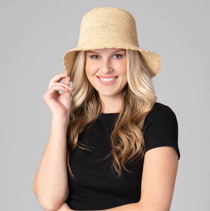 Sand Dollar Crochet Raffia Bucket Hat