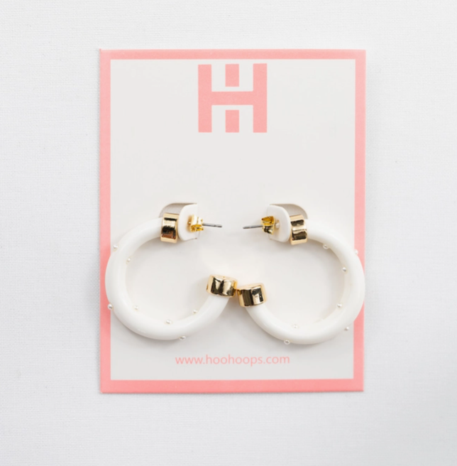 1" Mini HooHoops | White w/Pearls