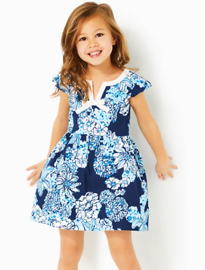 Girls Louise Dress | Low Tide Navy Bouquet All Day