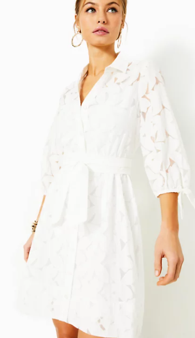 Amrita Shirt Dress | Resort White Flora Faille