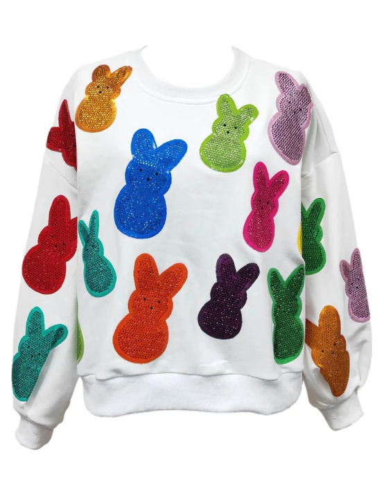 Queen of Sparkle White Multi Peeps Sweatshirt