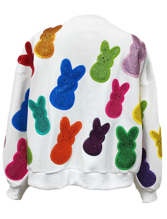 Queen of Sparkle White Multi Peeps Sweatshirt