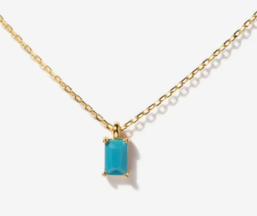 Dainty Baguette Necklace | Turquoise (December)