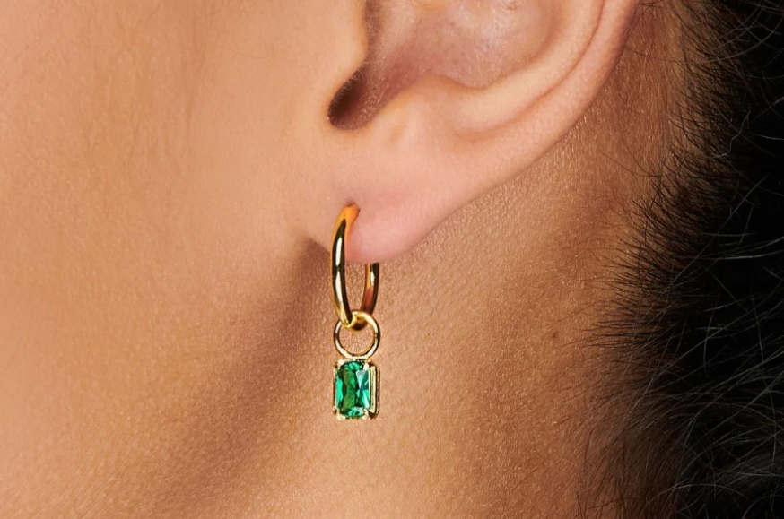 Emerald Hoop Charm