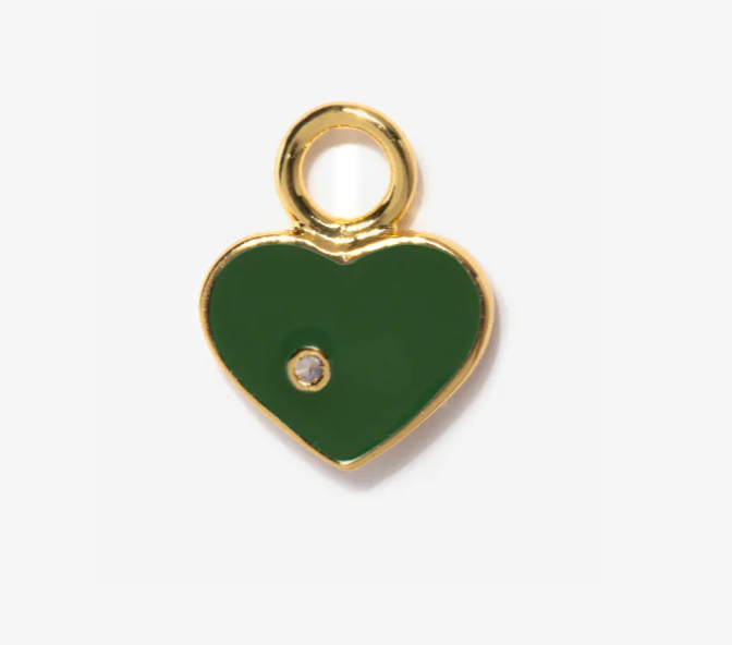 Green Heart Hoop Charm