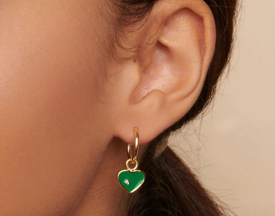 Green Heart Hoop Charm
