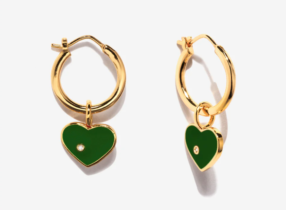 Green Heart Hoop Charm