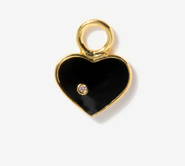Black Heart Hoop Charm