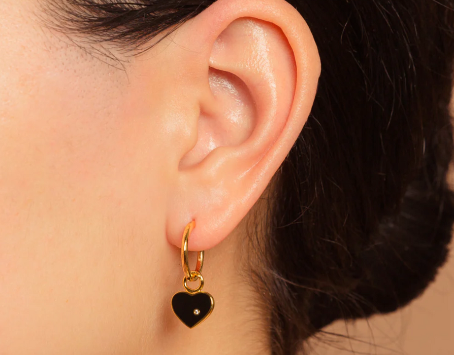 Black Heart Hoop Charm
