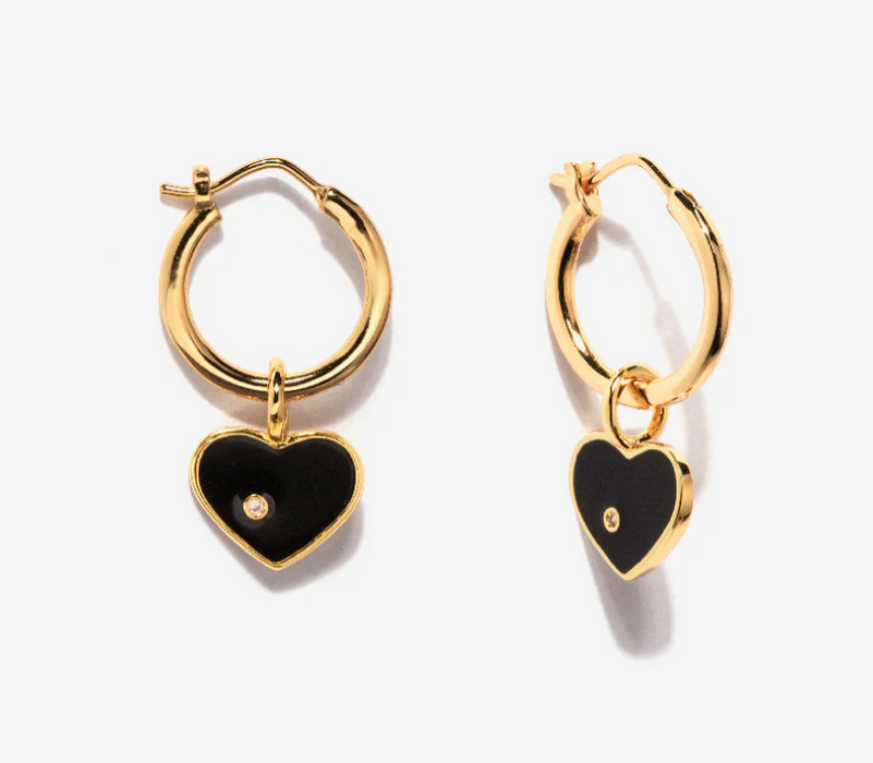 Black Heart Hoop Charm