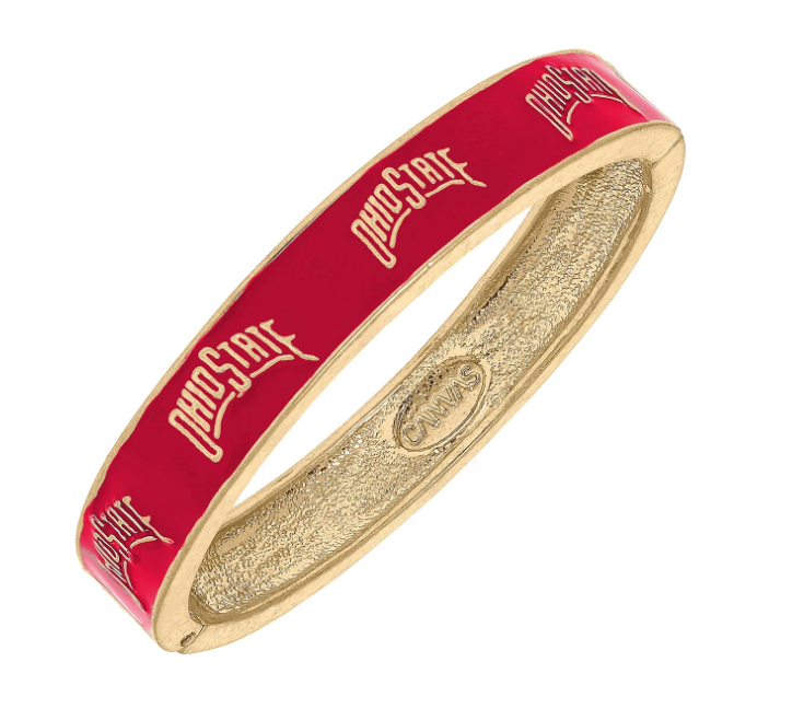 Red Ohio State Hinged Bracelet