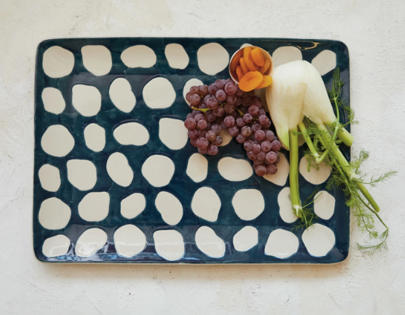 Handpainted Stoneware Dotted Platter