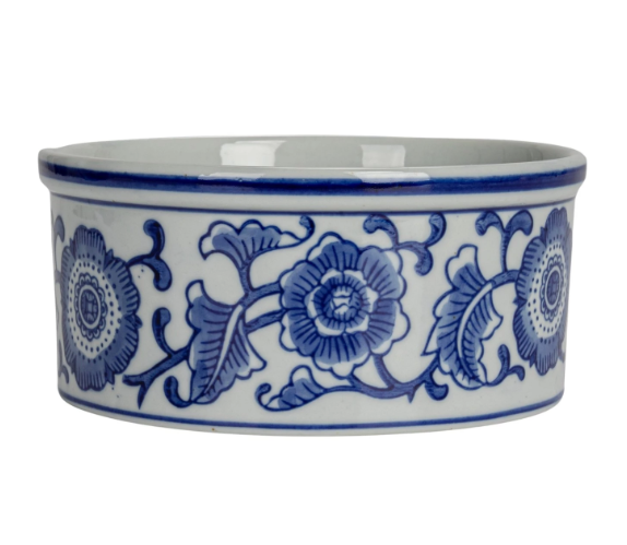 Large Blue Floral Pet Bowl