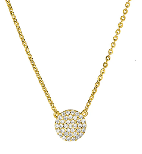 Pave Disc Necklace | Gold