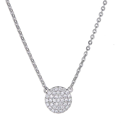 Pave Disc Necklace | Silver