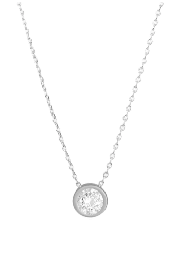 Bezel Solitaire Necklace | Silver