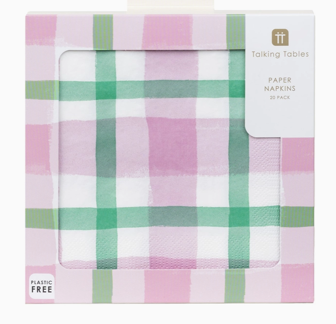 Lilac & Green Gingham Napkins