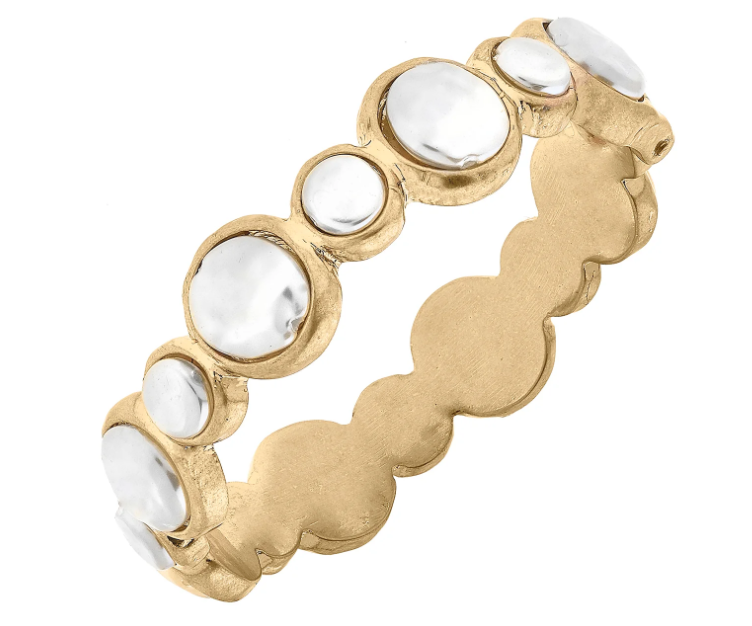 Mirabel Coin Pearl Hinge Bangle