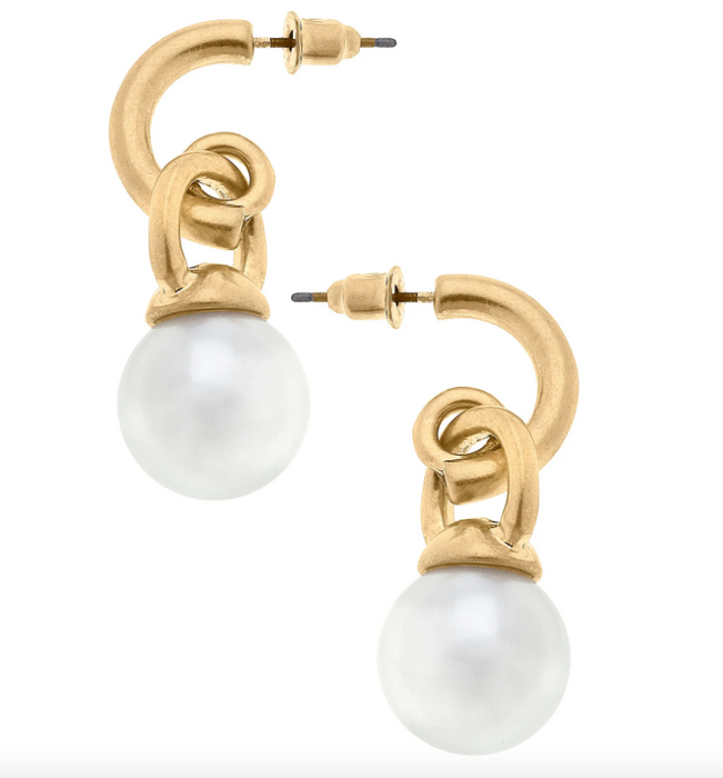 Layne Pearl Drop Hoop Earrings