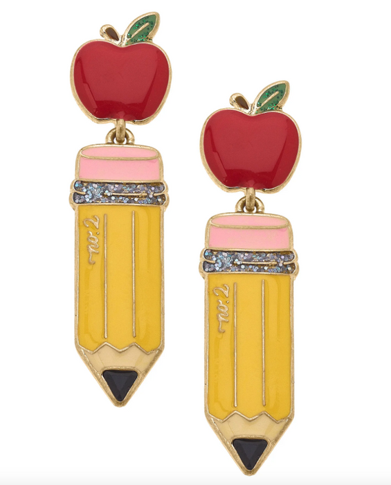 Apple & Pencil Earrings