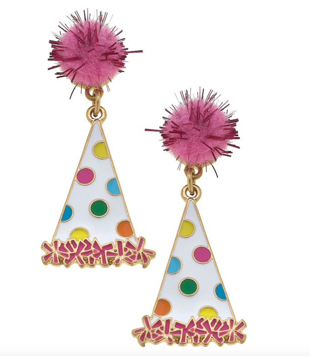 Polka Dot Party Hat Earrings