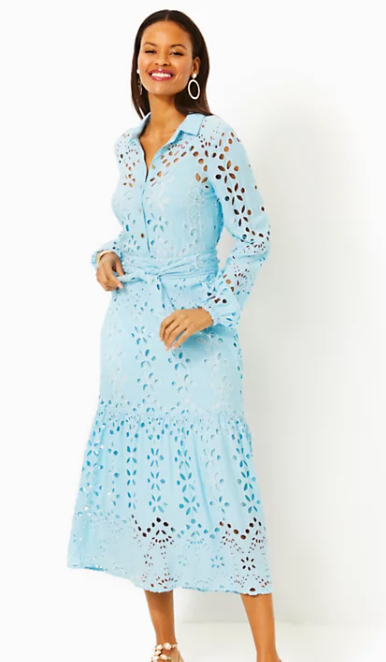 Zia Midi Shirtdress | Hydra Blue Soiree