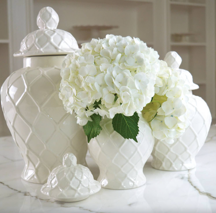 Small White Textured Ginger Jar