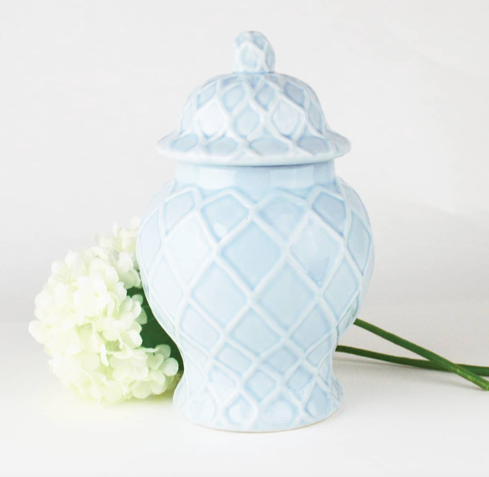 Small Lt Blue Textured Ginger Jar