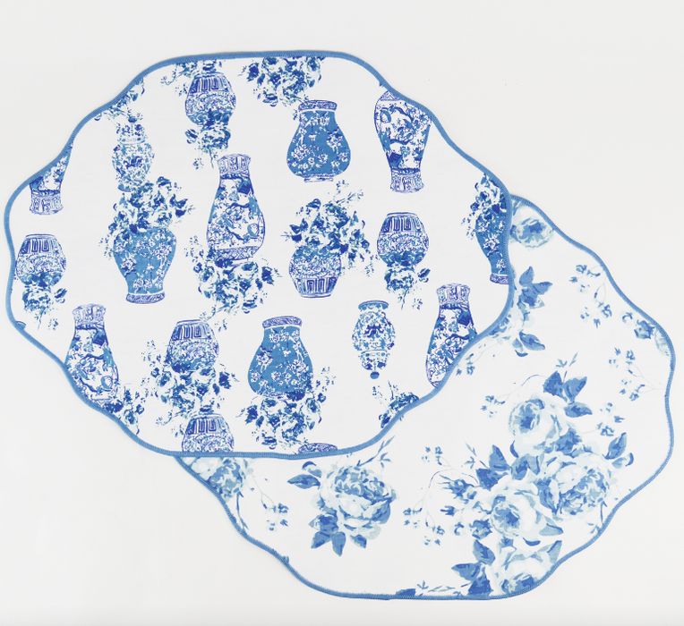 Scalloped Reversible Ginger Jar Rose Placemat ( Set of 4)