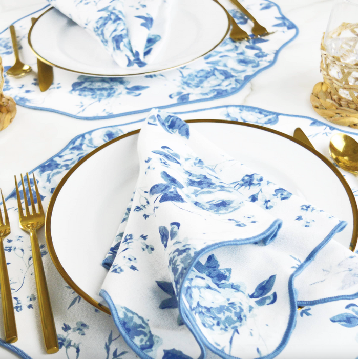Scalloped Reversible Ginger Jar Rose Placemat ( Set of 4)