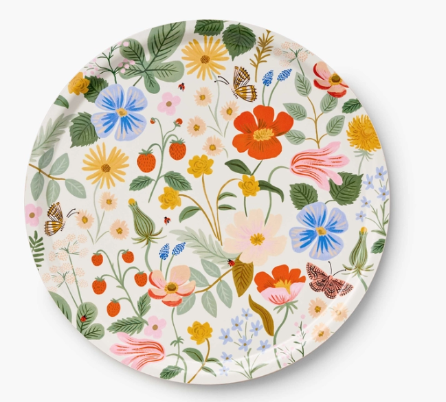 Strawberry Fields Round Serving Tray