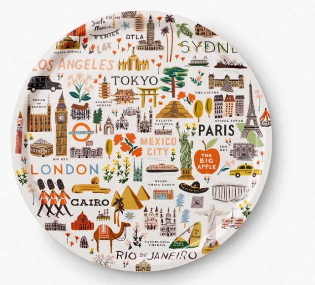 Bon Voyage Round Serving Tray