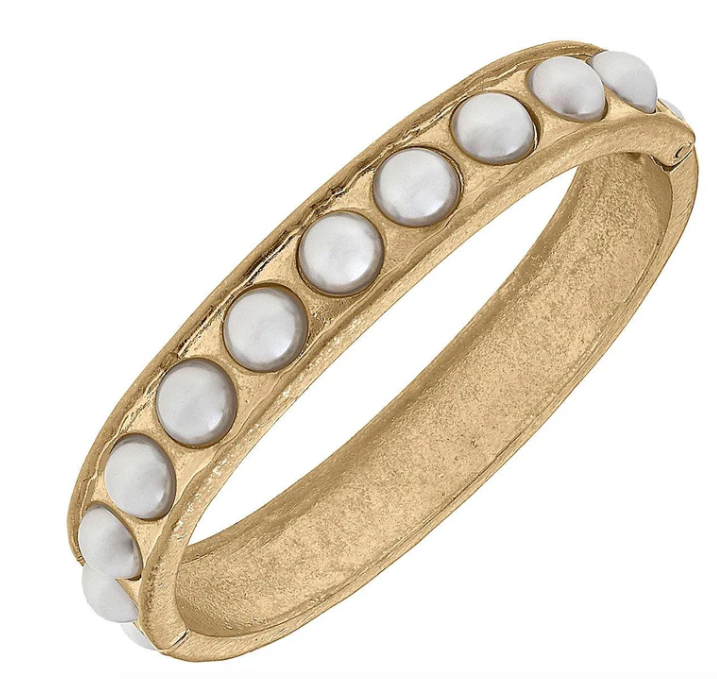 Iris Pearl-Studded Hinge Bracelet