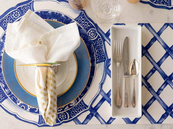 Paper Placemat | Blue Lattice