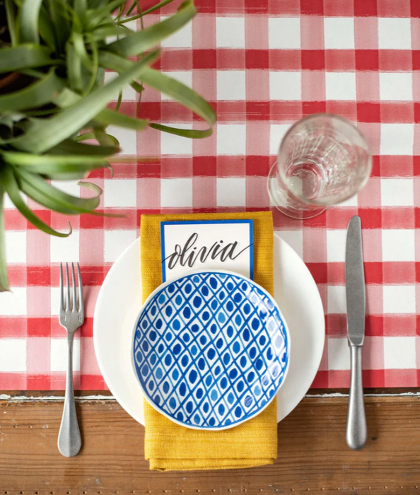 Paper Table Runner | Red Painted Check