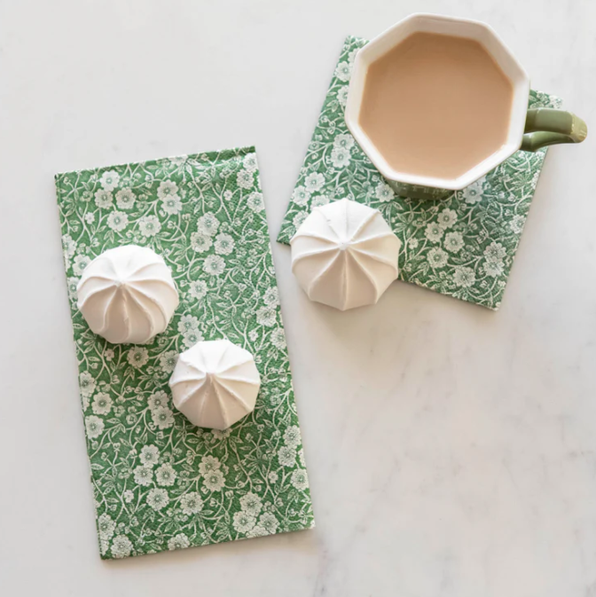 Green Calico Guest Towel