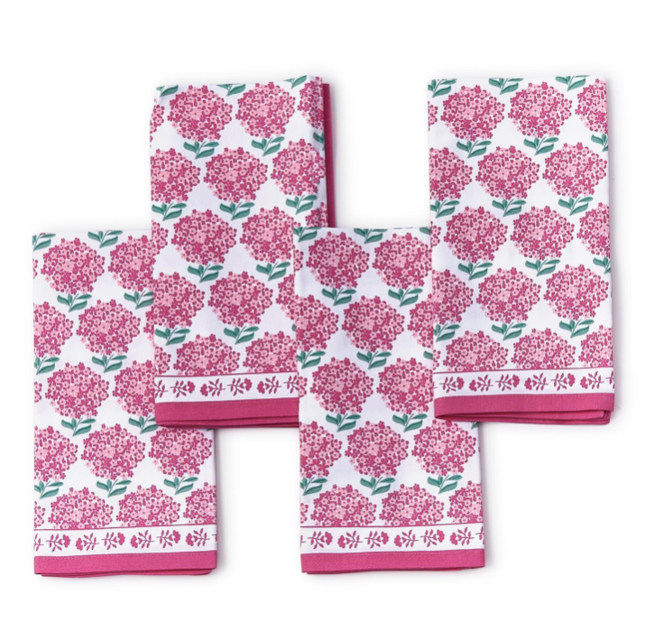 Pink Hydrangea Napkin Set of 4