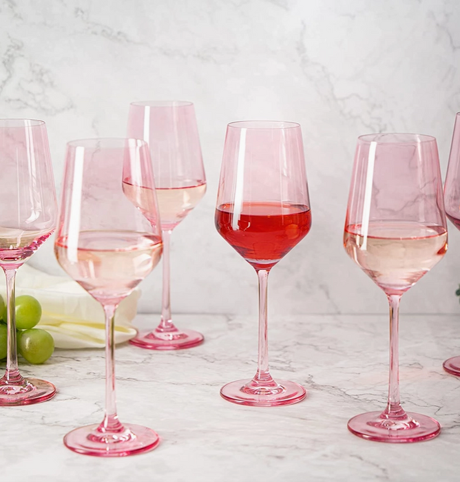Pink Colored Wine Glass