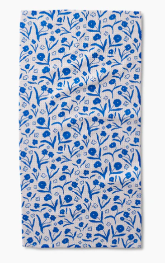 Geometry Bar Towel | Blooming Blue Floral