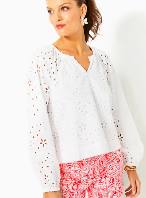 Maisha Eyelet Top | Resort White