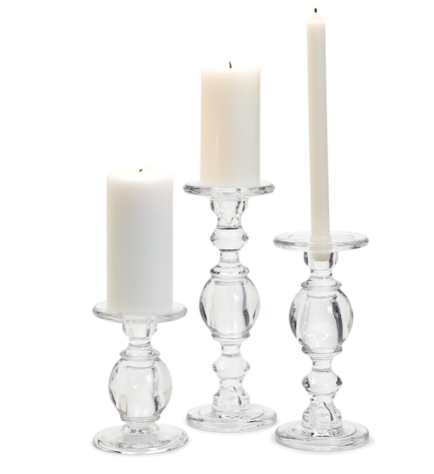 High-Glass Pedestal Candleholders