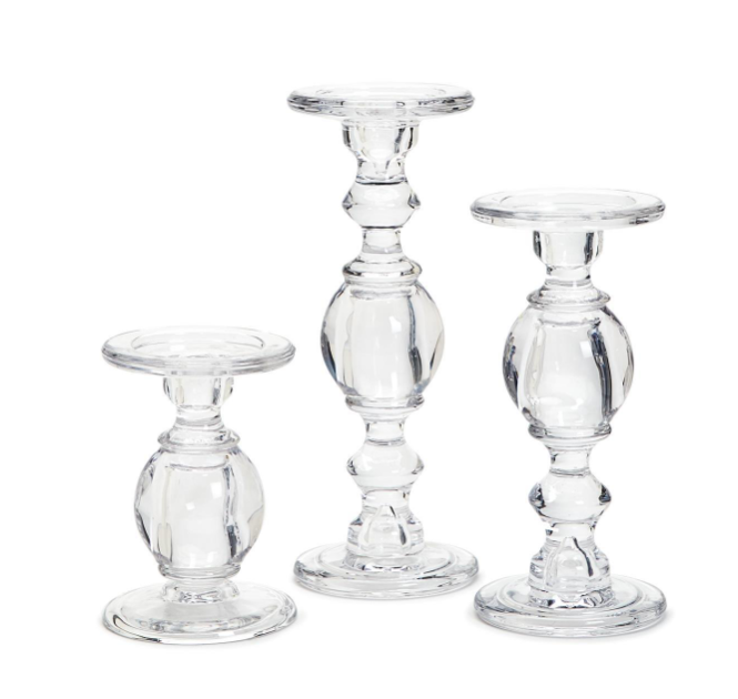 High-Glass Pedestal Candleholders