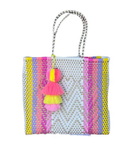 Medium Tote | Yellow Rainbow Hearts