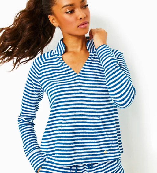 Cassi Popover | Barton Blue St Tropez Stripe