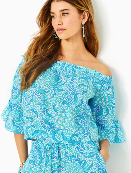 Croix Off Shoulder Linen Top | Resort White Goombay Grooves