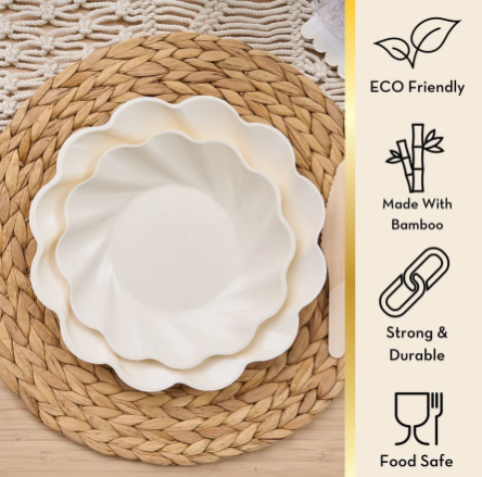 Eco Extra Large Compostable Cream Dinner Plate