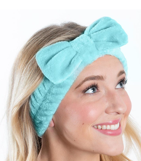 Aqua Spa Plush Bow Headband