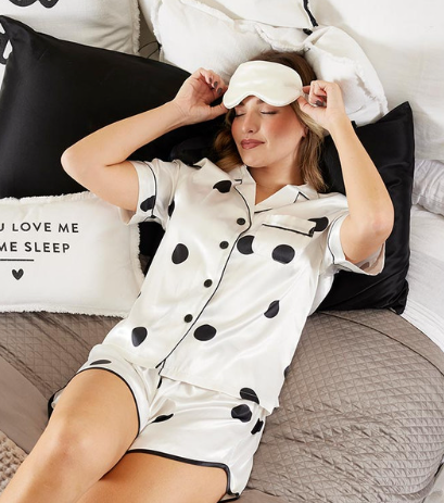 Ivory Dot Short  Pajamas