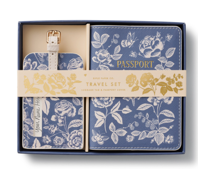 English Rose Passport & Luggage Tag Set