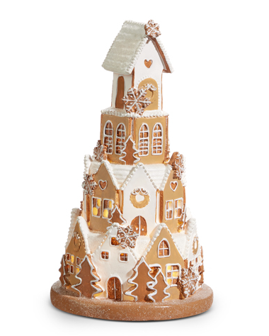 8.5" White Icing Gingerbread Lighted House